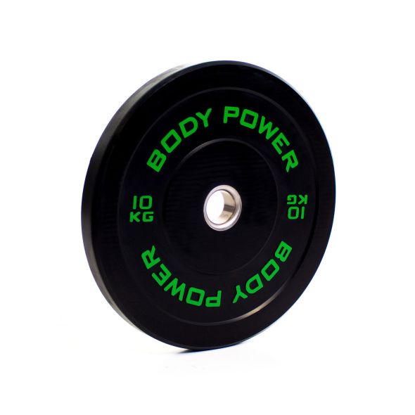 Body Power 175kg Solid Rubber Bumper Kit with Competition Teflon Barbell in White