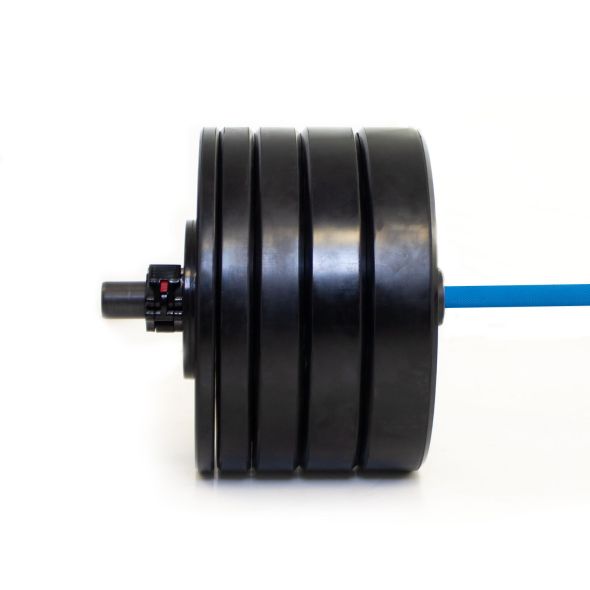 Body Power 175kg Solid Rubber Bumper Kit with Competition Teflon Barbell in Blue