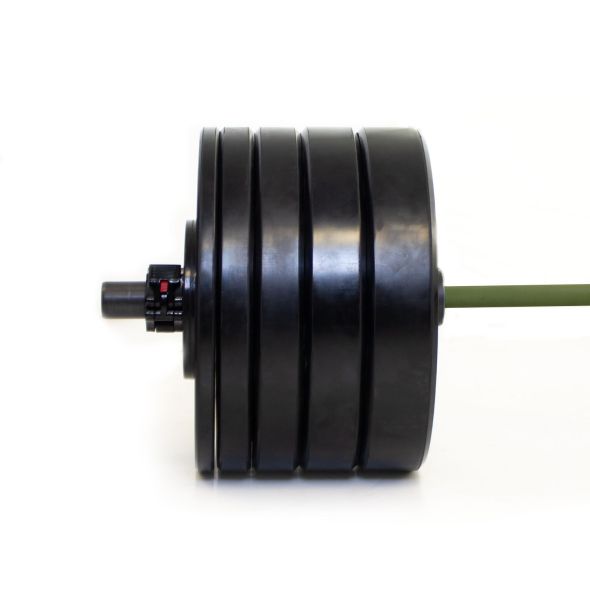 Body Power 175kg Solid Rubber Bumper Kit with Competition Teflon Barbell in Green