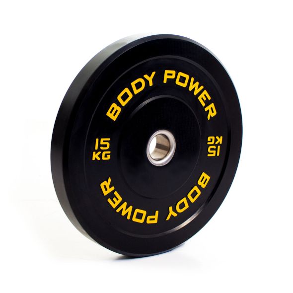 Body Power 175kg Solid Rubber Bumper Kit with Competition Teflon Barbell in Green