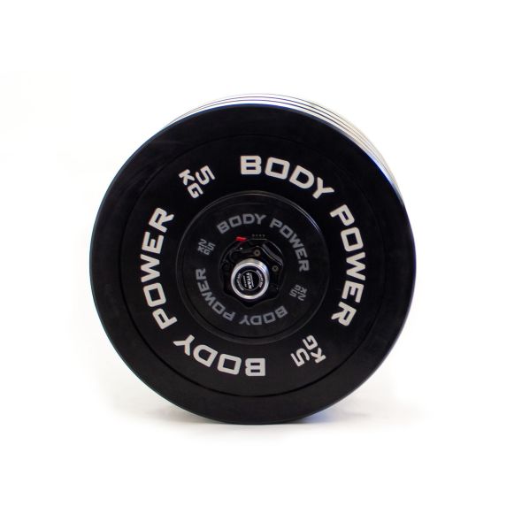 Body Power 175kg Solid Rubber Bumper Kit with Competition Deadlift Barbell