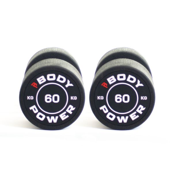 Body Power 60kg Pro Round Rubber Dumbbells (x2)