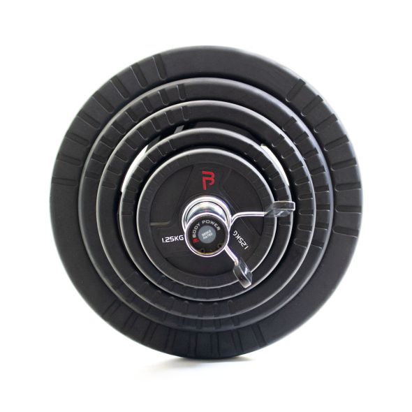 Body Power 125kg Rubber Tri-Grip Olympic Weight Set