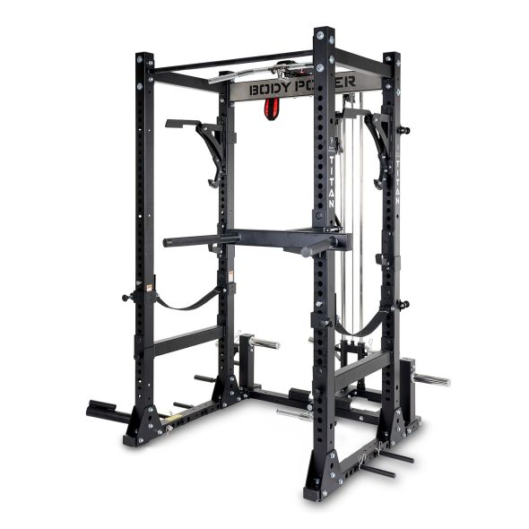 Body Power TITAN Full Rack - Upgraded, with 170kg Rubber Crumb Olympic Bumper Plate and Bar Set plus F2I V2 Bench
