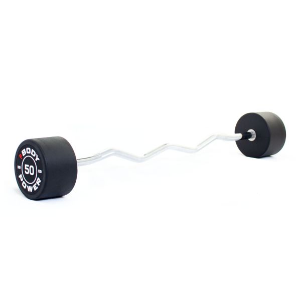 Body Power Pro Round Rubber EZ-Curl Fixed Barbell