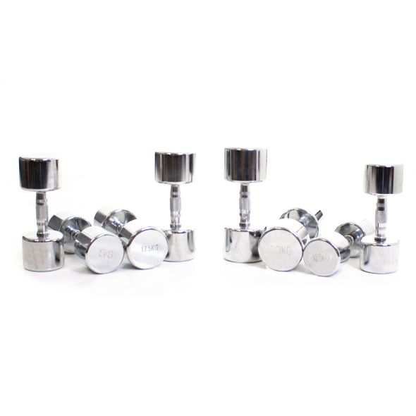 Body Power Ergo Chrome Dumbbell Set - 12.5kg, 15kg, 17.5kg and 20Kg Pairs