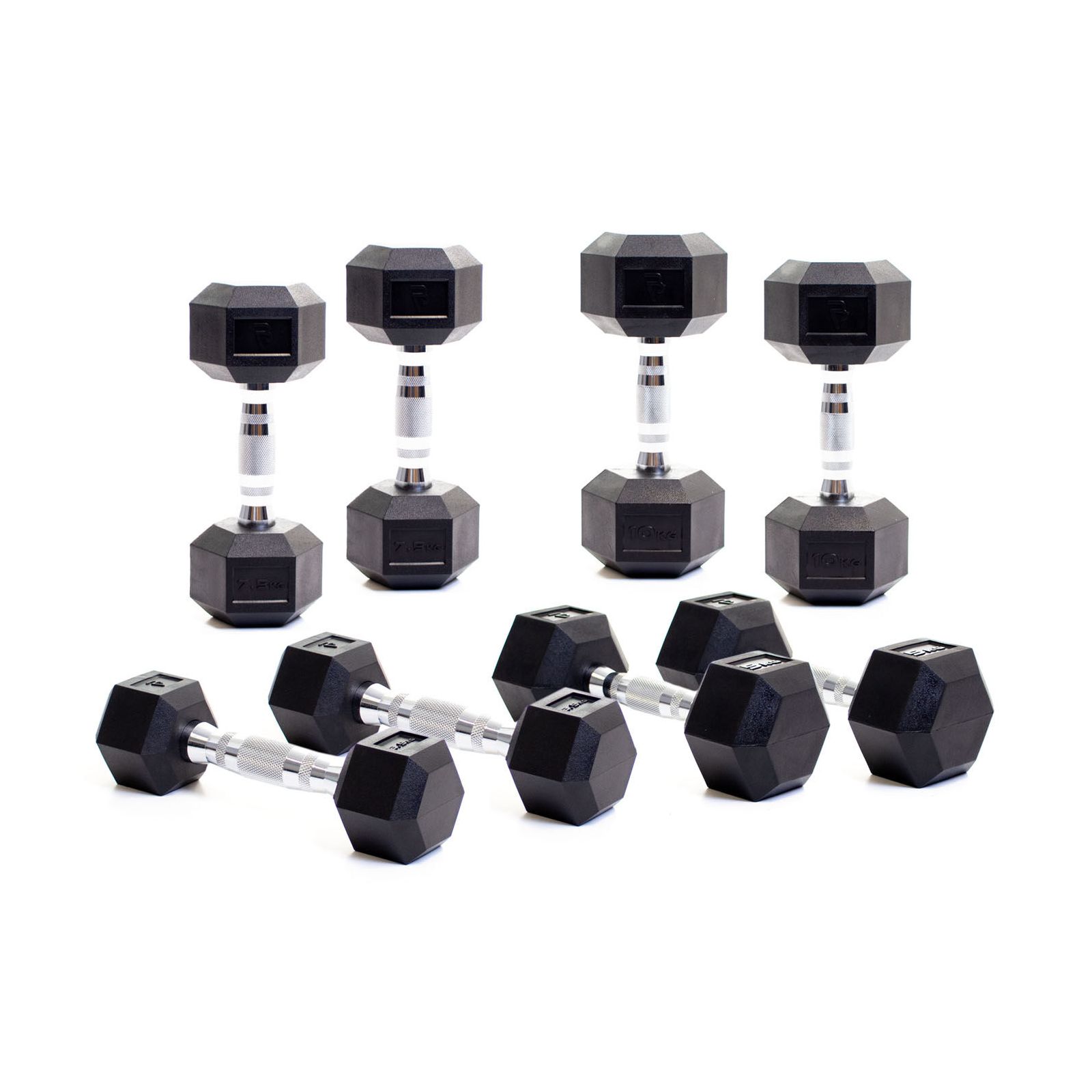 Body Power Rubber Hex Dumbbell Set 5kg, and 10kg Pairs