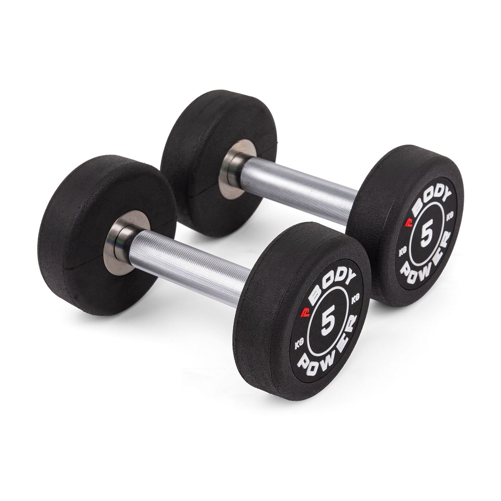 Body Power 5kg Pro Round Rubber Dumbbells (x2)
