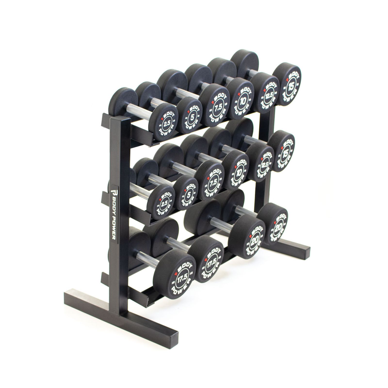 Body Power Pro Round Rubber Dumbbell Set to 20kg and 40