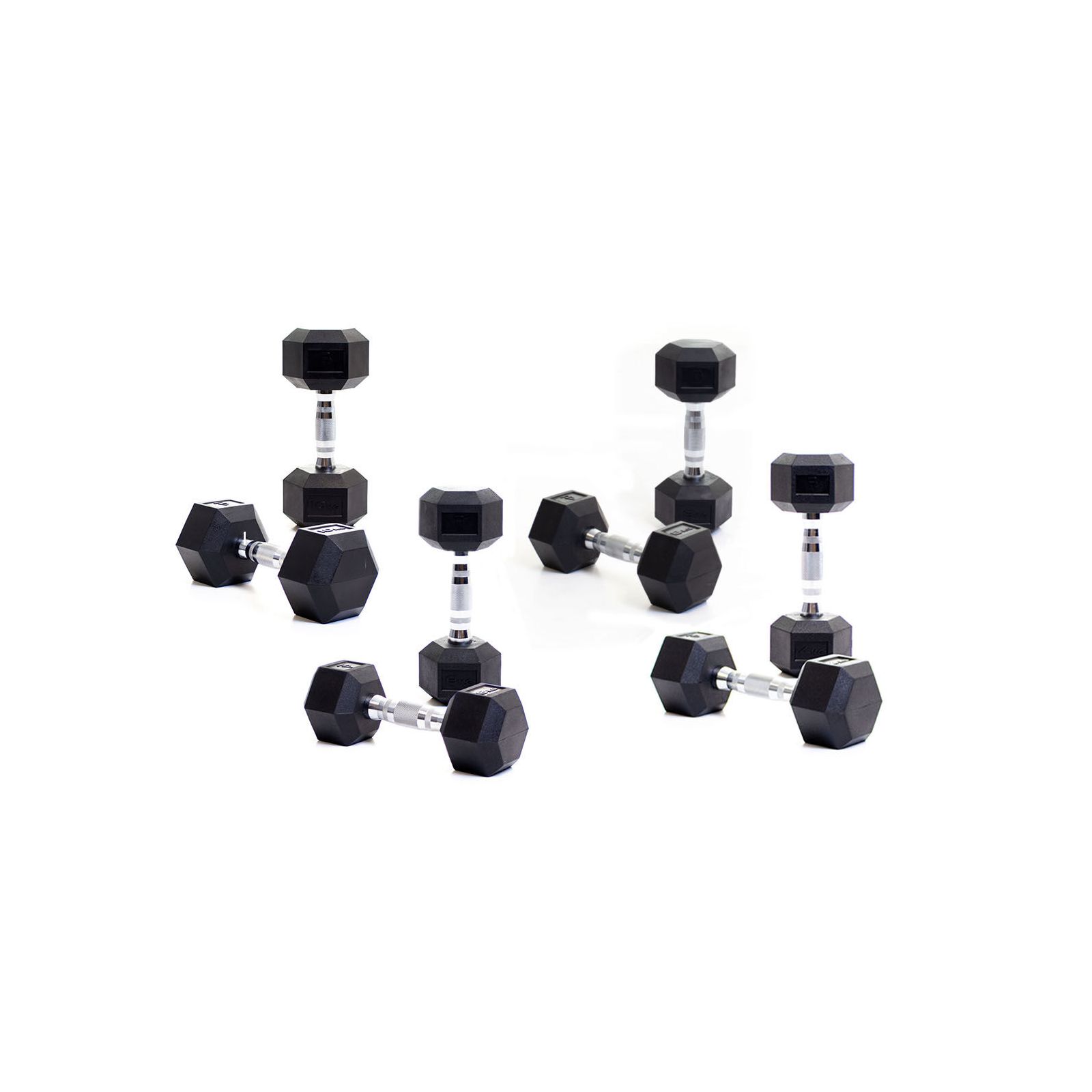 Body Power Rubber Hex Dumbbell Set 4kg, 6kg, 8kg and 10kg Pairs
